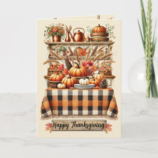 Warm Red and Orange Farmhouse Thanksgiving Karte (Vorderseite)