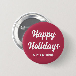 Warm rosa Happy Holidays Button