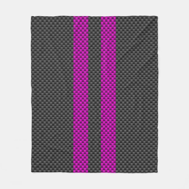 Warm rosa Racing Streifen im Carbon Fibre-Stil Fleecedecke (Vorderseite)