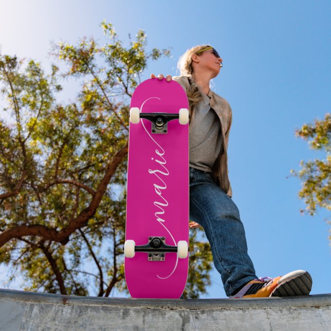 Warm-rosa, weiß geklasster Swash-Name Skateboard (Außen 1)
