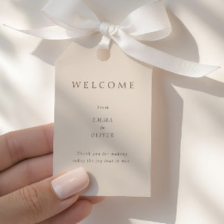 Warm Sand Minimalist Hochzeit Willkommen Geschenkanhänger