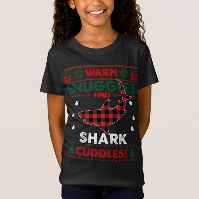 Warm Snuggles Shark Lovers Xmas Ugly Shark Christm T-Shirt (Vorderseite)