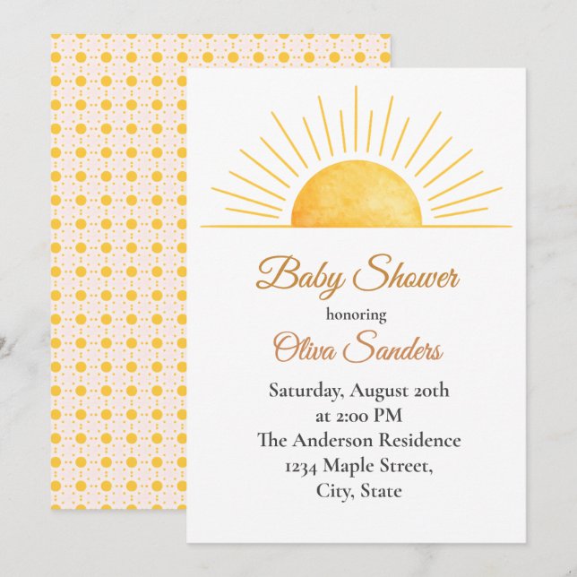 Warm Sunrise Baby Shower Einladung (Vorne/Hinten)