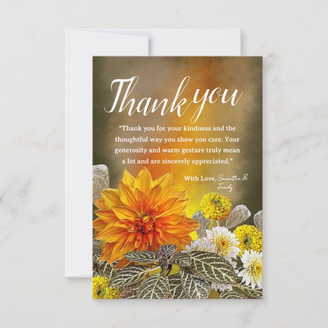 Warm Sunset Floral Thank You Card Dankeskarte (Vorderseite)