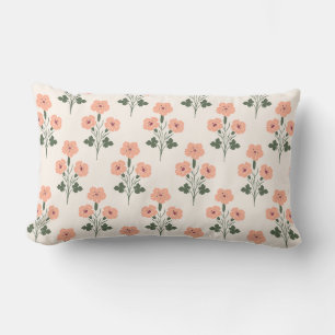 Warm Sunset Koralle & Oliven Vintage Botanical Lendenkissen