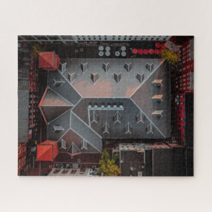 Warm Sunset on Market Roof Top in August Puzzle