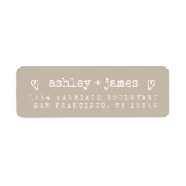 Warm Taupe Heart Couple Return Address