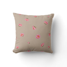 Warm Taupe Japanese Winter Peony Floral Pattern