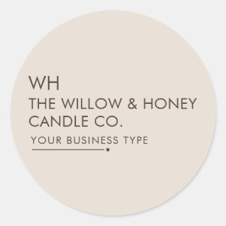 Warm Taupe Minimalist Small Business Markenlogo Runder Aufkleber
