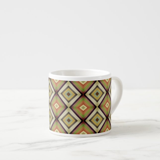 Warm Tone Geometrical Diamond Pattern Espressotasse (Vorderseite Rechts)