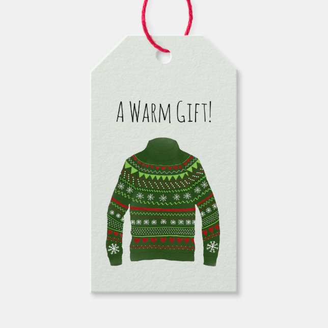 Warm Ugly Weihnachts-Sweater-Geschenktasten Geschenkanhänger (Vorderseite)