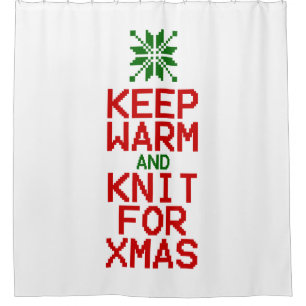 Warm und Strick für Weihnachten behalten Duschvorhang