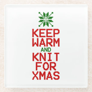 Warm und Strick für Weihnachten behalten Glasuntersetzer