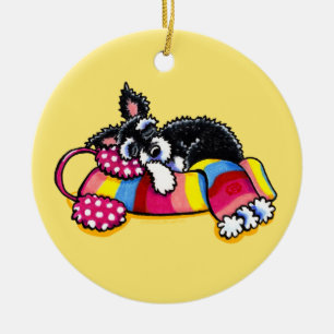 Warm Up Little Schnauzer Keramikornament