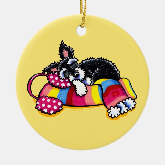 Warm Up Little Schnauzer Keramikornament (Vorne)