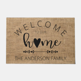 Warm Willkommen auf unserer Zuhause Personalisiert Fußmatte