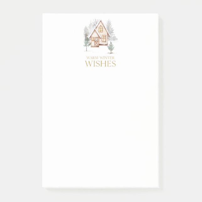 Warm Winter Wishes Cottage Post-it Klebezettel (Vorderseite)
