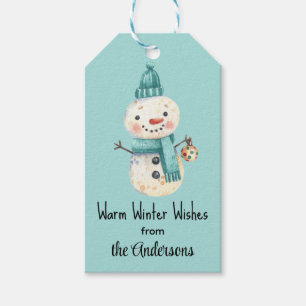Warm Winter wünscht Snowman Watercolor Geschenkmar Geschenkanhänger