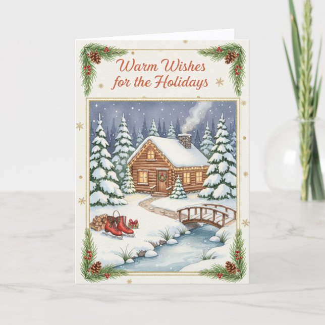 Warm Wishes for the Holidays Folded Greeting Card Karte (Vorderseite)
