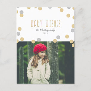 Warm Wishes Holiday Photo Postcard Feiertagspostkarte