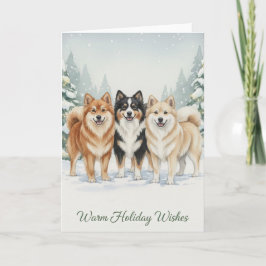 Warm Wishes – Icelandic Sheepdogs Holiday Card Feiertagskarte