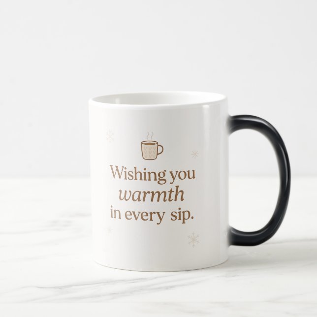 Warm Wishes | Minimalist Christmas Quote Mug Verwandlungstasse (Rechts)