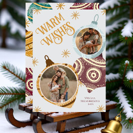 Warm Wishes Personalized Modern Ornament Feiertagskarte