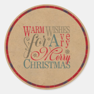 Warm wünscht Kraft & Tartan Red/Green ID589 Runder Aufkleber