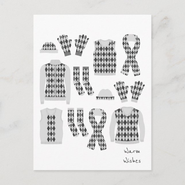 Warm wünscht Raute Muster Elemente Postkarte - Gra (Vorderseite)