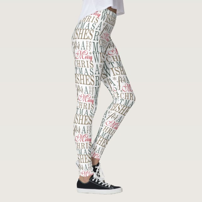 Warm wünscht Typografie rot/grün/weiß ID589 Leggings (Rechts)