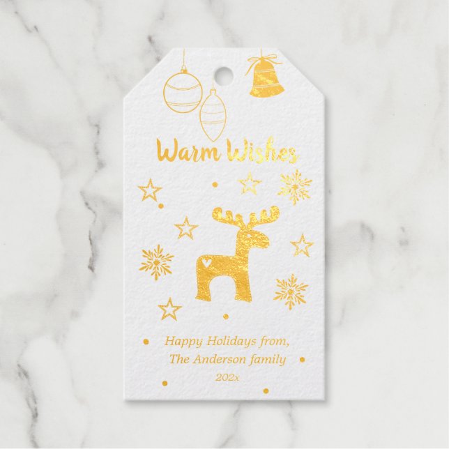 Warm wünscht Weihnachts-Weihnachtsgeschenke Tags Geschenkanhänger (Vorderseite)