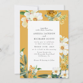Warm yellow Garden Wildflowers Spring wedding Einladung