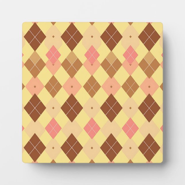 Warmbraun-Rosa-Argyle-Muster Fotoplatte (Vorderseite)