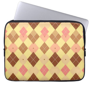 Warmbraun-Rosa-Argyle-Muster Laptopschutzhülle