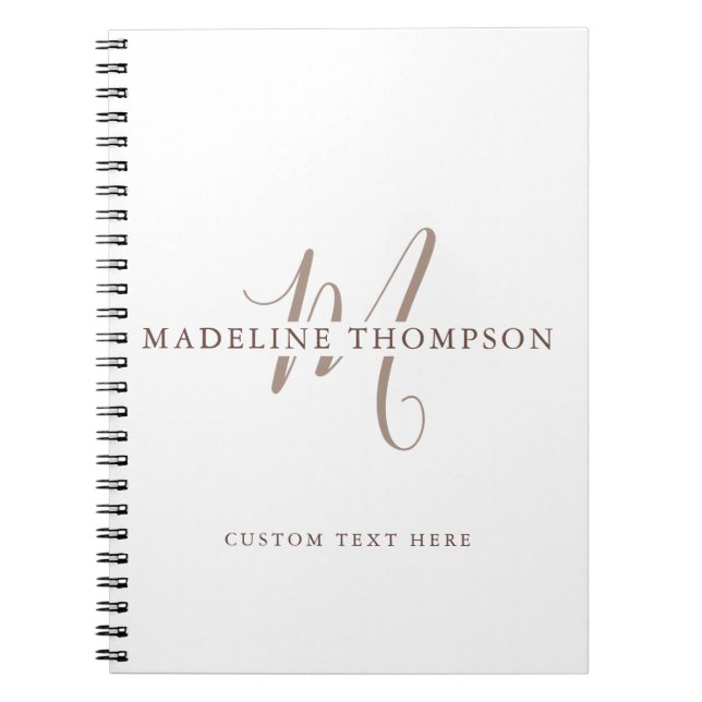 Warmby Beige Mit Monogramm Script Notizblock (Vorderseite)