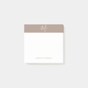 Warmby Beige Mit Monogramm Script Post-it Klebezettel