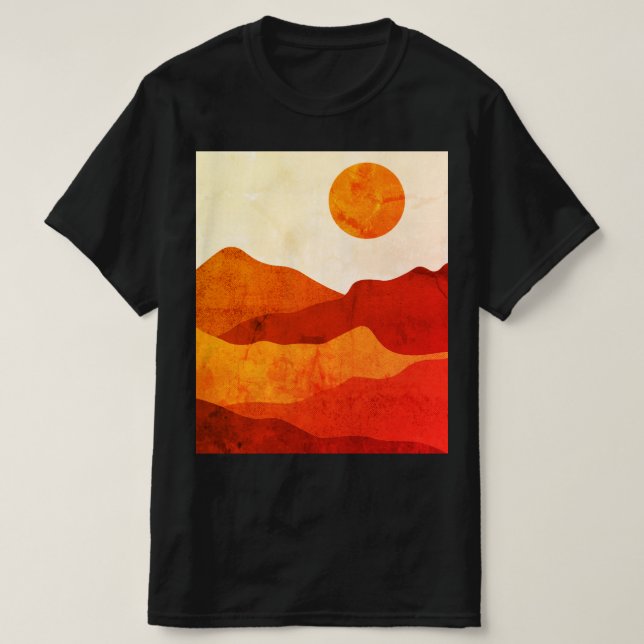 Warme abstrakte Boho-Wüsten-Gebirgslandschaft T-Shirt (Design vorne)