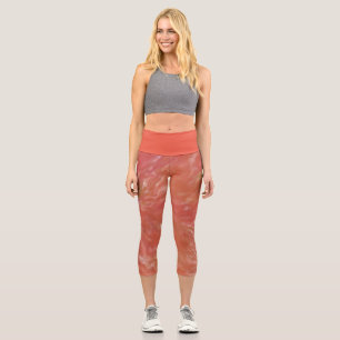 Warme Abstrakte Rot-Orange-Kunstdrucke Capri Leggings