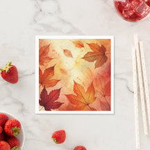 Warme Autumnal Wasserfarbe Blätter Découpage Napki