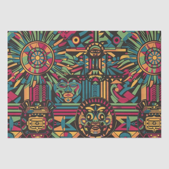Warme Beige "Eclipsed Suns and Pyramids" Gewebepfr Seidenpapier (Vorderseite)