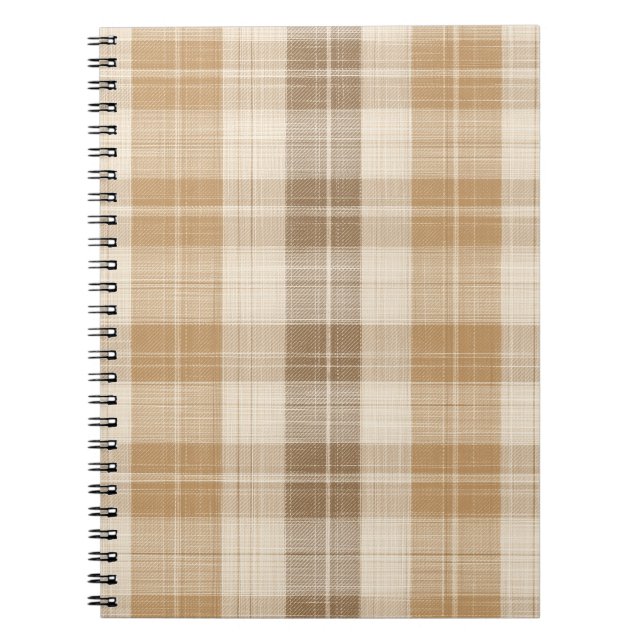 Warme beige karierte Leinenstruktur mit Webmuster Notizblock (Vorderseite)