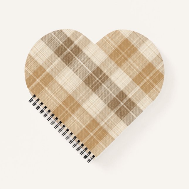 Warme beige karierte Leinenstruktur mit Webmuster Notizbuch (Vorderseite)