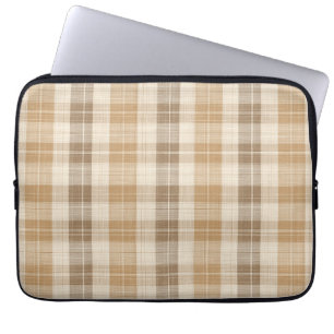 Warme Beige Karo Leinenstruktur mit Webmuster Laptopschutzhülle