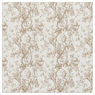 Warme, beige Toile mit Rose und Zweigstellen Stoff
