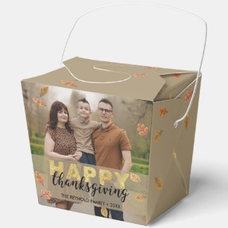 Warme Blätter Gold Schrift Frohes Erntedankfest | Geschenkschachtel