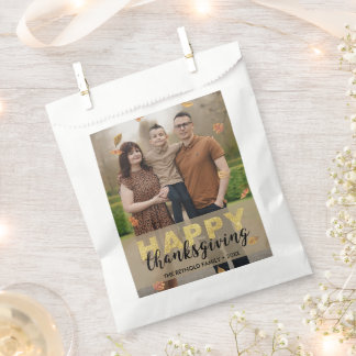 Warme Blätter Gold Schrift Frohes Erntedankfest | Geschenktütchen