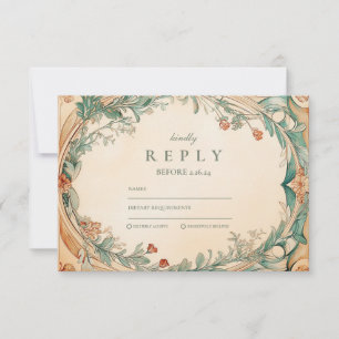 Warme botanische Rahmen Hochzeit RSVP Karte