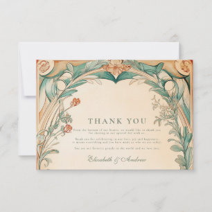 Warme botanische Rahmenhochzeit Dankeskarte