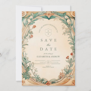 Warme botanische Rahmenhochzeit Save The Date