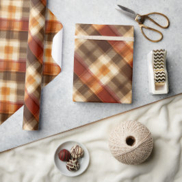 Warme Braun Orange Herbst Gitter Ahorn Karomuster Geschenkpapier